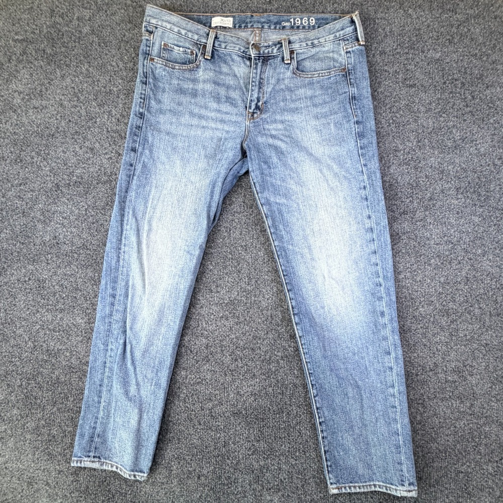 Gap 1969 Sexy Boyfriend Jeans Womens 35x26.5 Blue Denim Mid Rise Straight Leg